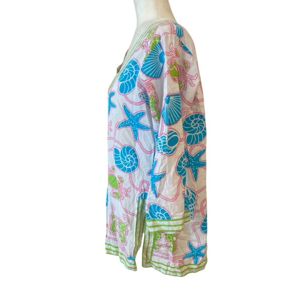 Gretchen Scott Womens Size Small Sea Life Crab Seashell Tunic Top - Picture 3 of 7